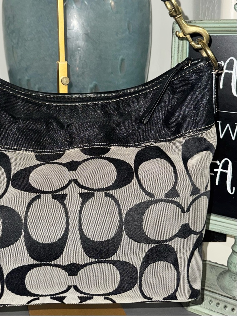 Coach signature canvas Hobo shoulder bag Black and Gray Patterned 2007 EUC - Picture 14 of 14